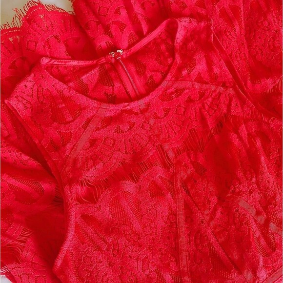 Adelyn Rae red lace sleeveless mini dress fit & flare size Small - Picture 4 of 9